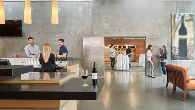 Novelty Hill Januik winery tasting room with modern architecture and natural light