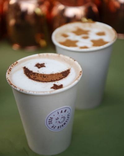 Coffee latte with stars and moon design