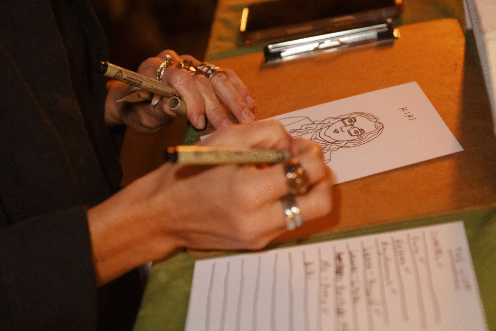 Illustrator creating portrait