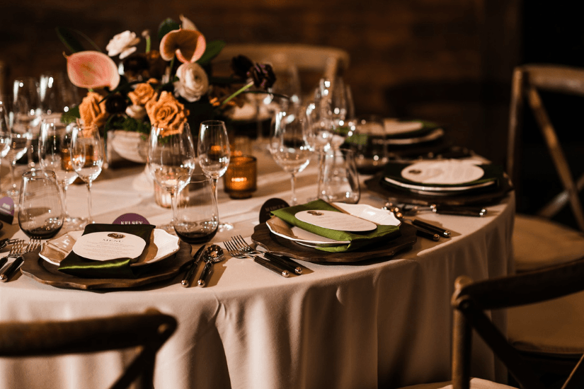 Novelty-Hill-Januik-Winery-Wedding-Table Elegant winery wedding table scape at Novelty Hill-Januik Winery in Woodinville