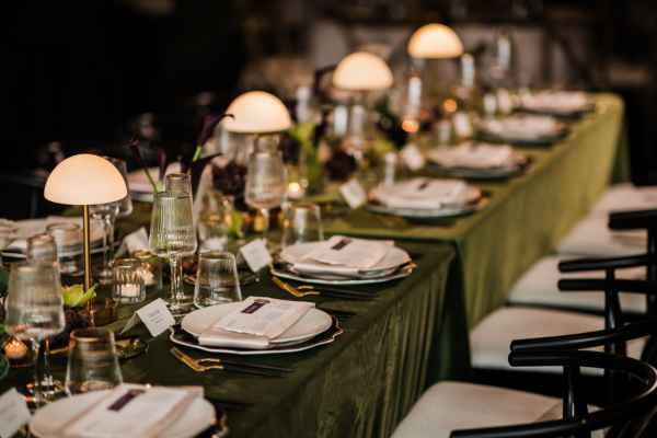 Modern wedding reception décor at Novelty Hill-Januik Winery